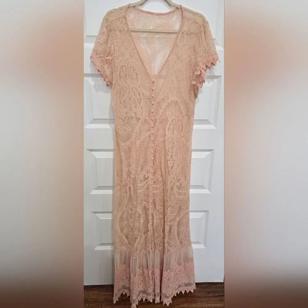 Torrid Blush/peach Lace Maxi Dress
